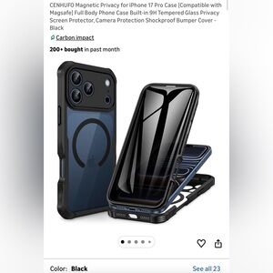 Black and Blue Protective iPhone 17 Pro Case with Magnetic Ring